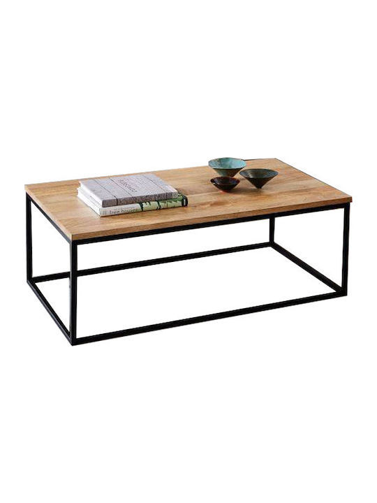 Rectangular Coffee Table Bon041 from Solid Wood Beige L140xW70xH45cm.