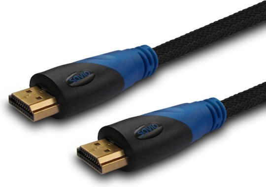 Savio 5m Black Colour HDMI 1.4 High Speed 1080p 120Hz Cable HDMI Male - HDMI Male 1.5m