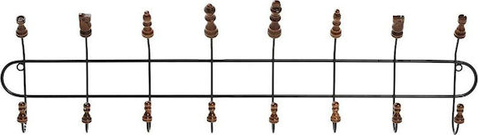 Espiel Wall Hanger Metal 8 Hooks Black 80x9x23cm