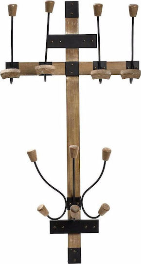 Espiel Wooden Wall Hanger 6 Hooks Brown 80x16x80cm