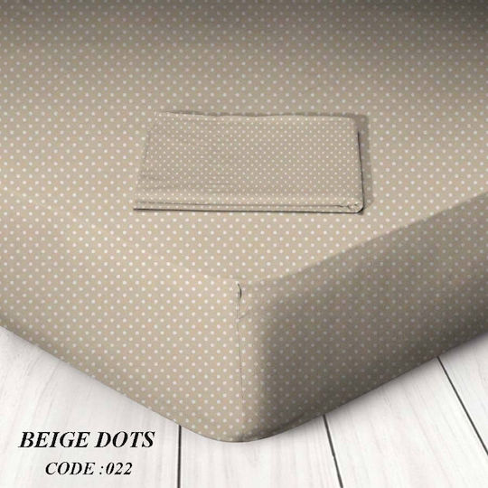 Marwa Sheet for Single Bed with Elastic 100x200+25cm. Dots Beige Dots