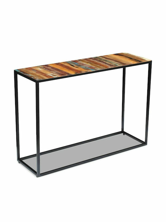 Console Table of Solid Wood & Metal Καφέ / Μαύρη L110xW35xH76cm