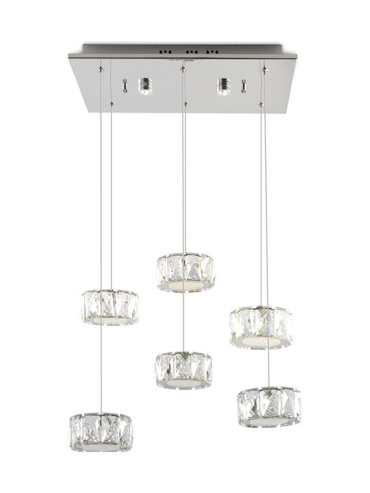 Sun Light Pendant Lamp with Crystals and Built-in LED 6xBuilt-in LED Silver