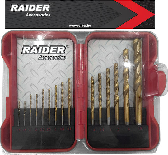 Raider Set of 15 Drills Titanium with Cylindrical Shank for Metal