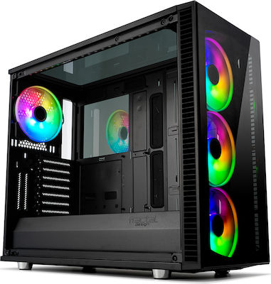 Fractal Design Define S2 Vision RGB Gaming Full Tower Κουτί Υπολογιστή με Πλαϊνό Παράθυρο Μαύρο