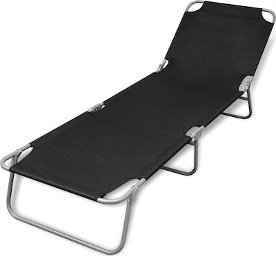 vidaXL Foldable Steel Beach Sunbed Black 189x58x27cm