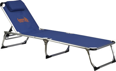 TnS Foldable Aluminum Beach Sunbed Blue with Pillow 188x58x30.5cm