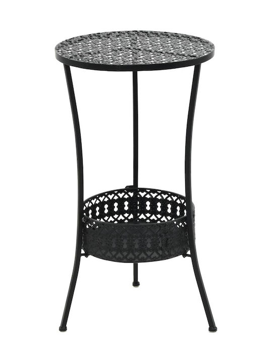 Auxiliary Outdoor Table with Metal Frame Black 40x40x70cm