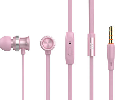 Celebrat D7 In-ear Handsfree με Βύσμα 3.5mm Ροζ Χρυσό