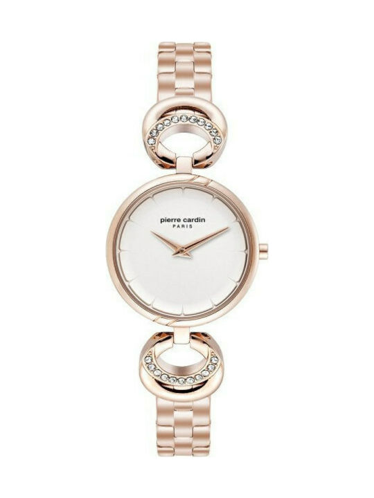 Pierre Cardin Vincennes Nouvelle Crystals Watch with Pink Gold Metal Bracelet