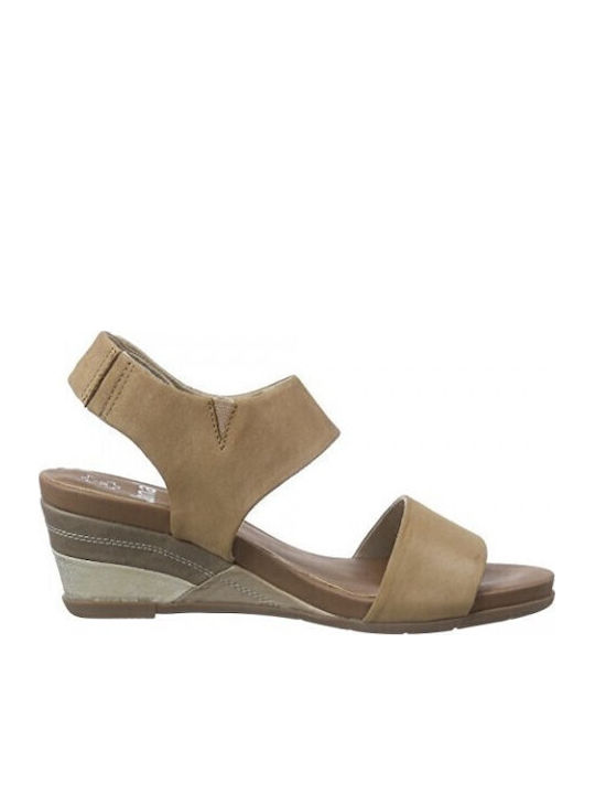 Anatomic Women's Leather Ankle Strap Platforms Beige