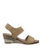 Anatomic Women's Leather Ankle Strap Platforms Beige