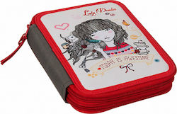 Gim Lady Desidia Strawberry Pencil Case with 2 Compartments Red