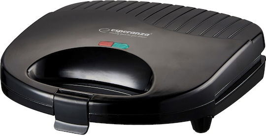 Esperanza Sandwich Maker with Ceramic Plates for for 2 Sandwiches Sandwiches 1000W Black