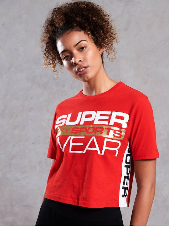 Superdry Street Sport Femeie Sport Bluză Mâneci scurte Roșie