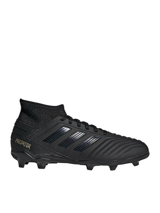 Adidas Παιδικά Ποδοσφαιρικά Παπούτσια Ψηλά Predator 19.3 FG με Τάπες και Καλτσάκι Core Black / Gold Met.