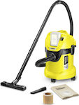 Karcher Vacuum WD 3 Battery Solo Επαναφορτιζόμενη Σκούπα Υγρών / Στερεών Χωρίς Φορτιστή και Μπαταρία με Πλαστικό Κάδο 17lt