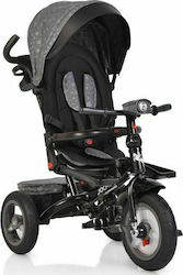 Byox Jockey Kids Tricycle with Air Wheels, Storage Basket, Sunshade & Push Handle for 1-5 Years Gray