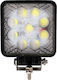 Squareς Waterproof Headlights Car LED Universal 9 - 30V 27W 8.4cm 1pcs