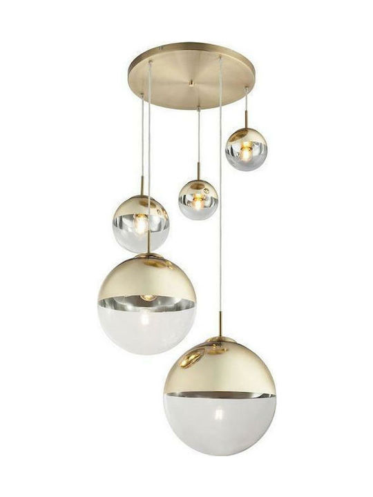 Globo Lighting Varus Pendant Chandelier for 5 Bulbs E27 Gold