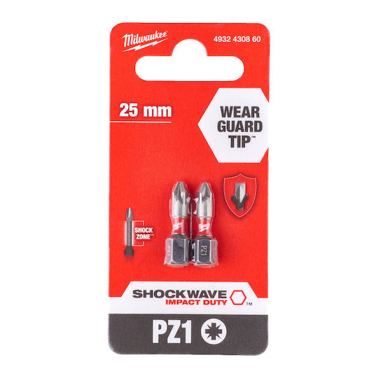 Milwaukee Set 2 Schraubendreher-Bits Stern Shockwave