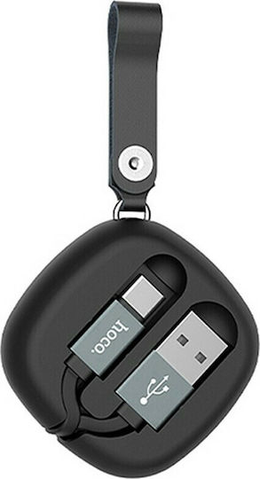 Hoco U33 Retractable USB 2.0 Cable USB-C male - USB-A Μαύρο 0.9m HOC-U33c-BK