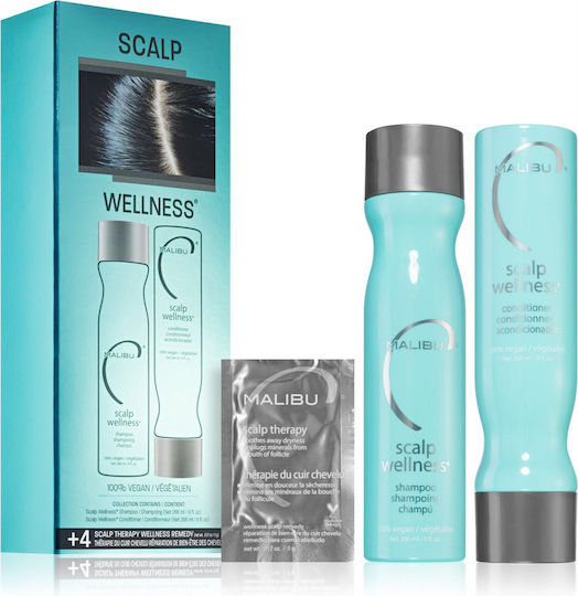 Malibu C Scalp Wellness Hair Treatment Set Against Scalp Treatment with Shampoo & Conditioner 2 Pieces