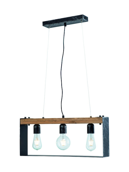 ArkoLight Pendant Light Three-Light Rail for Socket E27 Black