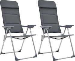 vidaXL Chair Beach Aluminium Gray 58x69x111cm Set of 2pcs