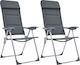 vidaXL Chair Beach Aluminium Gray 58x69x111cm Set of 2pcs