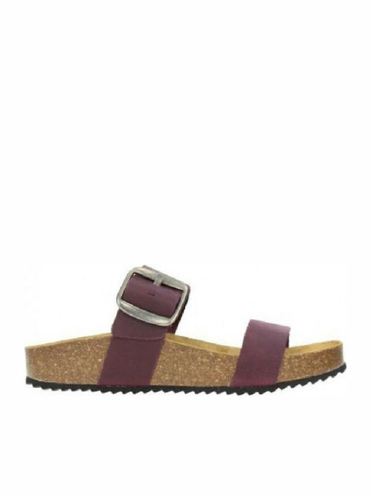 Plakton Leather Women's Flat Sandals in Burgund...