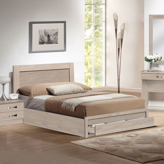 Melany Single Wooden Bed Sonoma for Mattress 90x190cm