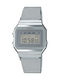Casio Vintage Ψηφιακό Γυναικείο Ρολόι 36mm Χρονογράφος Μπαταρίας με Ασημί Μεταλλικό Μπρασελέ