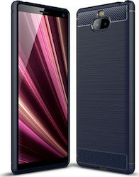 Hurtel Carbon Umschlag Rückseite Silikon Blau (Xperia 10)