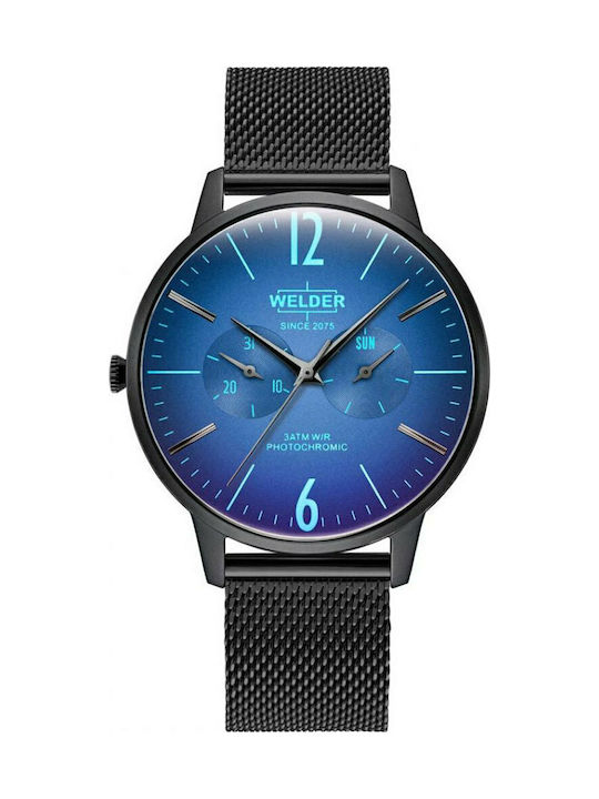 Welder Slim Herrenuhr 42mm Chronograph Batterie mit Schwarz Metallarmband