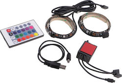 Αδιάβροχη Ταινία LED RGB 2x50cm με Τροφοδοτικό και Τηλεχειριστήριο SMD3528 USB (5V)