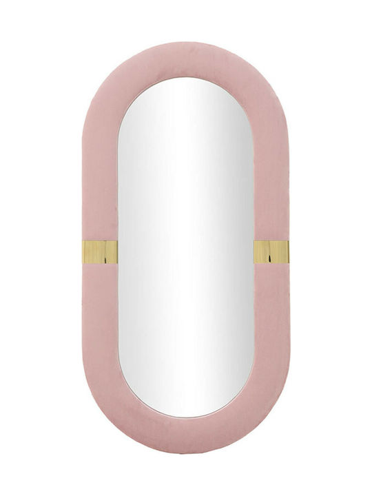 Inart Καθρέπτης Τοίχου με Ροζ Υφασμάτινο Πλαίσιο 80x40cm