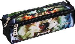 No Fear Army Wolf Pencil Case Barrel with 2 Compartments Black