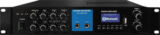 Audio Master AV40USB Интегриран Търговски усилвател с 2 зони 40W/100V и USB/Bluetooth връзки