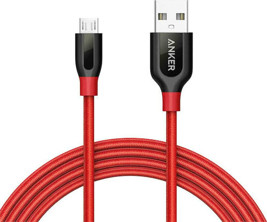 Anker PowerLine+ 1.8m Braided USB 2.0 to micro USB Cable Red (A8143H91)