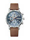 Wenger Attitude Chrono Watch Chronograph Battery with Brown Leather Strap