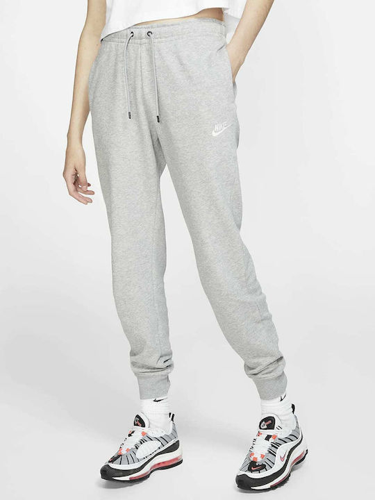 Nike Sportswear Essential Ψηλόμεσο Παντελόνι Γυναικείας Φόρμας Γκρι Fleece
