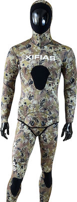 Xifias Sub Open Cell Wetsuit Internal Shaved with Chest Pad for Speargun Camouflage Green Camo 5mm