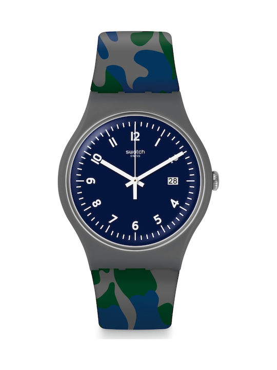 Swatch Camougreen Watch with Rubber Strap
