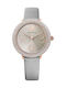 Swarovski Crystal Frost Women's Watch with Gray Leather Strap
