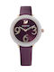 Swarovski Crystal Frost Watch with Burgundy Leather Strap