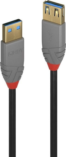 Lindy USB 3.0 Кабел USB-A женски - USB-A мъжки Черен 0.5м 36760