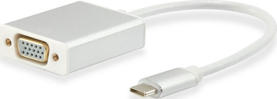 Equip Μετατροπέας USB-C male σε VGA female Ασημί 1τμχ 133451