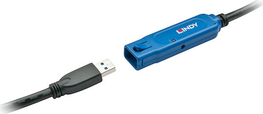 Lindy USB 3.0 Kabel USB-A-Stecker - USB-A-Buchse Schwarz 15m 43229