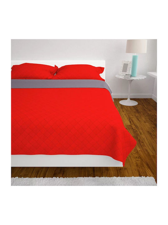 vidaXL Coverlet Single from Polyester Red Grey ...